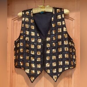 Funky handmade black and gold sequin vest